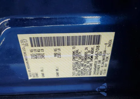 2018 Nissan Maxima 3.5S z USA, uszkodzony, nr VIN 1N4AA6AP0JC366708